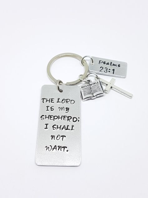 Scripture Keychain #personalizedgift #keychain #scriptures #bibleverse www.icanbytrinity.com Bible Verse Keychain, Personalized Bible, Hand Stamped Keychain, Dance Necklace, Keychain Personalized, Wire Wrapping Crystals, Personalized Keychain, Sewing Gifts, Custom Keychain