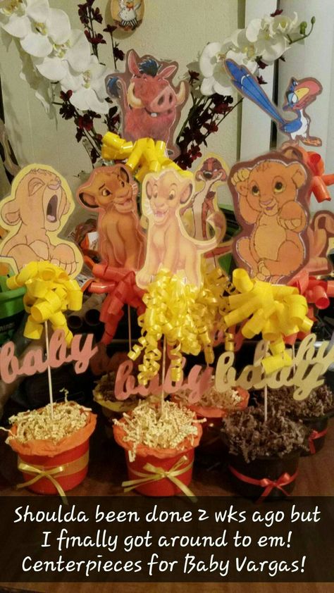 Lion king Babyshower Centerpieces super easy n cheap Baby Shower Ideas Games, Lion King Baby Shower Ideas, Baby Shower Stuff, Babyshower Centerpieces, Simba Baby Shower, Lion King Birthday Party Ideas, Jordan Baby Shower, Lion Baby Shower, Baby Shower Girl Diy