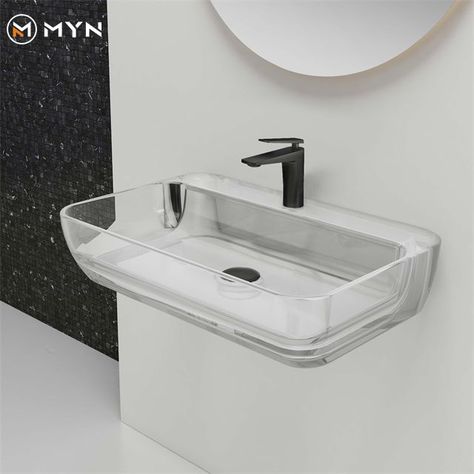 Acrylic Tables, Wall Hung Basin, Glass Basin, Resin Acrylic, Acrylic Table, Wash Basin, Rectangle Shape, Hand Washing, Wall Mount