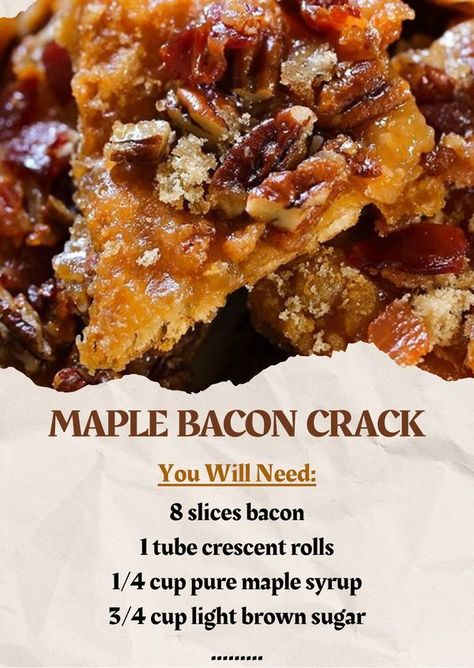 Recipesen Beef Bacon, Crescent Roll Dough, Breakfast Pastries, Maple Bacon, Grandmas Recipes, Bacon Recipes, Pure Maple Syrup, Crescent Rolls, Crispy Bacon