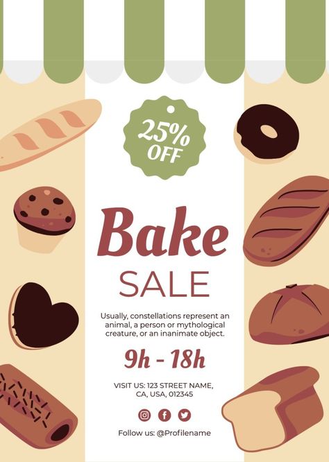 Baking Poster Ideas, Bake Sale Poster Ideas Signs, Bake Sale Poster Ideas, Bake Sale Sign, Bake Sale Poster, Baking Poster, Price List Design, Poster Template Design, Business Poster