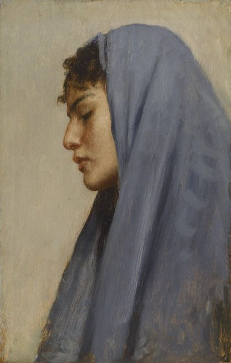 Profile Head of a Young Woman, circa 1878, Carl Leopold Müller, Egypt, Portrait 19th Century Women, Portraiture Painting, Arabic Art, Ethereal Art, Art Google, Art Reference Photos, Young Woman, Classic Art, Portrait Painting