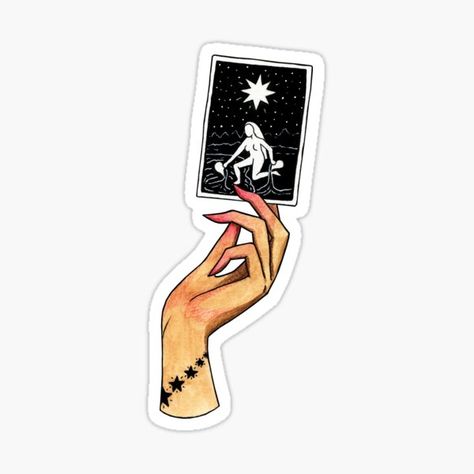 A hand holding the star tarot card. • Millions of unique designs by independent artists. Find your thing. Hand Holding Tarot Card, Hand Holding Card, The Star Tarot Card, Star Tarot Card, The Star Tarot, Halloween Inspo, Hand Holding, Tarot Card, The Star