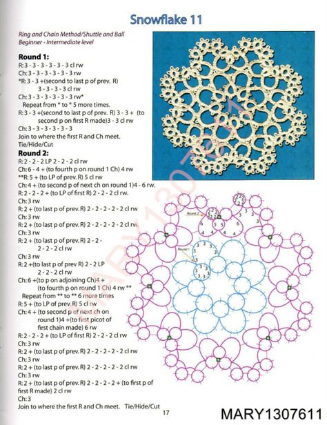 Gallery.ru / Фото #18 - Festive_Snowflakes_and_Ornaments_for_Needle_and_Shuttle_Tatt - mula Snow Flake Pattern, Tatted Snowflakes, Tatting Ideas, Tatting Patterns Free, Shuttle Tatting, Needle Tatting Patterns, Shuttle Tatting Patterns, Tatting Tutorial, Tatting Jewelry