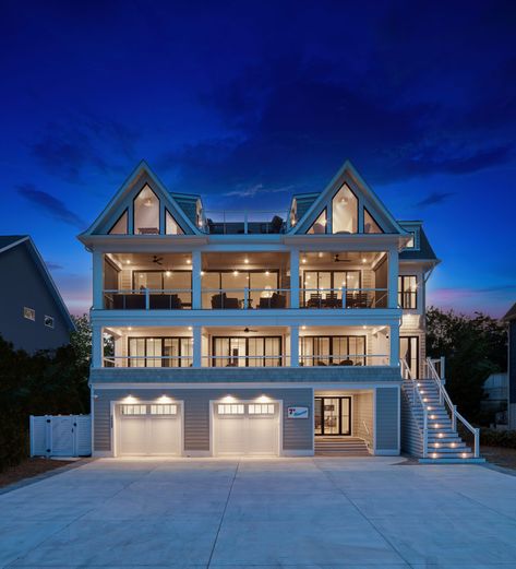 Two Story Beach House, Raised Beach House, 3 Story Beach House Plans, Raised Coastal House Plans, Outer Banks Beach House, Coastal House Plans On Pilings, 2 Story Coastal Home Plans, Beach Homes Plans, Coastal Home Plans Elevated