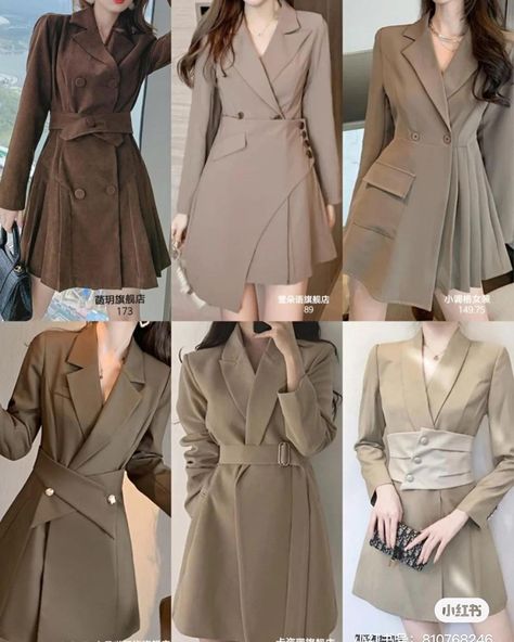 Blazer Dress Outfits Plus Size, Trench Coat Aesthetic, Model Jas, Wedding Plus Size, Wedding Outfit Guest, Summer Wedding Outfit, Woman Suit Fashion, Korean Fashion Dress, Elegante Casual