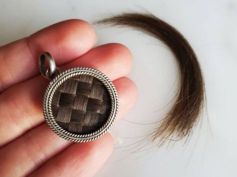 Hair Keepsake Jewelry, Lock Of Hair Keepsake Diy, Hair Locket Keepsake, Basket Weave Hair, Handmade Victorian Jewelry Keepsake, Victorian Handmade Keepsake Necklace, Hair Lockets Victorian, Hair Locket, Memento Mori Jewelry