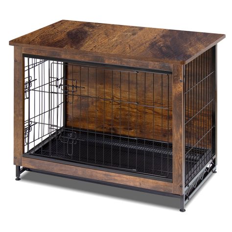 Dog Crate End Table, Furniture Style Dog Crate, Crate End Tables, Cat Crate, Wooden Dog Kennels, Wooden Dog Crate, Dog Kennel Furniture, Crate Table, Large Dog Crate