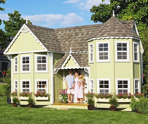 Victorian Playhouse, Luxury Playhouses, Outside Playhouse, Playhouse Plan, Playhouse Kits, Wood Playhouse, House Mansion, Diy Playhouse, Backyard Playhouse