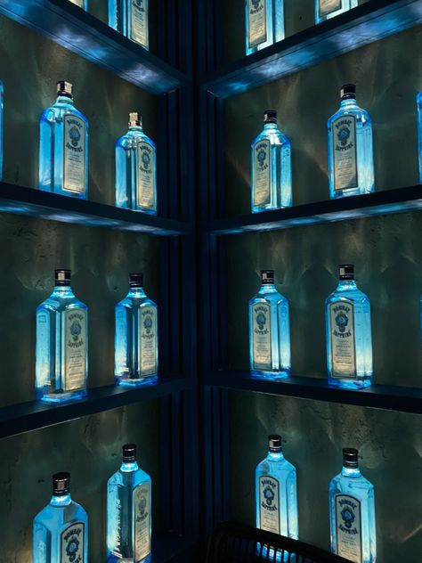 Blue Alcohol Aesthetic, Blue Bar Aesthetic, Blue Drink Aesthetic, Drink Bottle Aesthetic, Hypnotic Drinks, Gin Aesthetic, Tiffany Aesthetic, Mischa Bachinski, Aesthetic Bottle