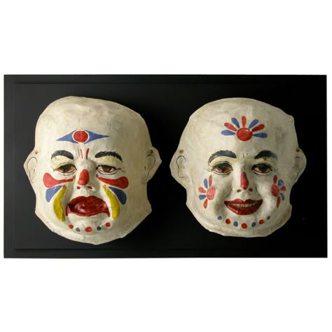 Clown Face Painting, Model Figure Drawing, Paper Mache Masks, Clown Face Paint, Vintage Clowns, Puppet Inspiration, Masks Ideas, Circus Design, Paper Mache Mask