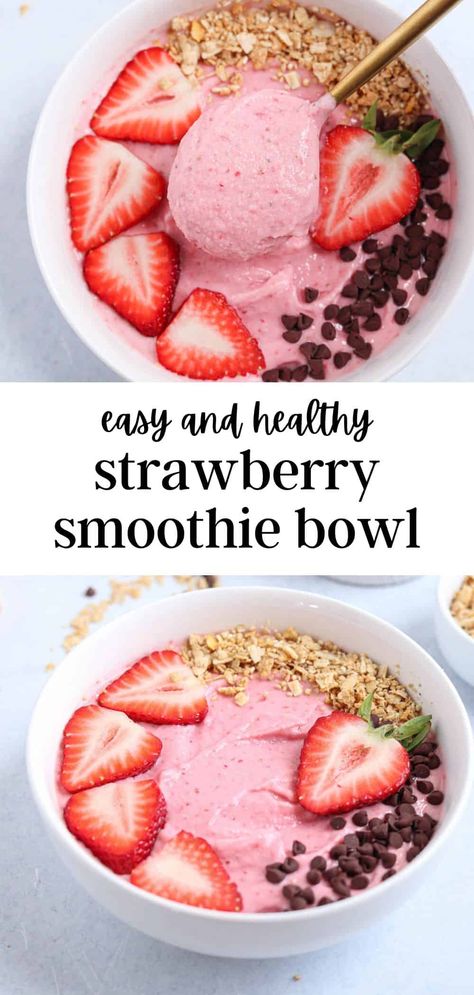 Kiwi Smoothie Bowl, Strawberry Kiwi Smoothie, Smoothie Bowls Recipe Easy, Strawberry Smoothie Bowl, Bowl Recipes Easy, Acai Bowls Recipe, Vegan Smoothie Recipes, Breakfast Recipes Easy Quick, Fruit Recipes Healthy