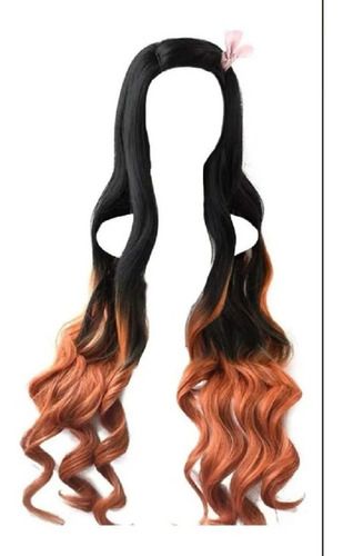 Nezuko Cosplay, Gradient Hair, Orange Gradient, How To Wear A Wig, Womens Cosplay, Long Curly Wig, Orange Ombre, Wig Stand, Playing With Hair