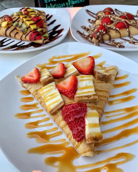 CREPESnSHAKES.LA on Instagram: “🧐Here’s a great idea! Get yourself down here so you can have all three of these CREPES 😋😋😋(Located inside Tutti Frutti bell gardens and…” Crepe Ideas Sweets, Crepe Topping Ideas, Crepe Restaurant, Crepe Bar, Bell Gardens, Lime Recipes, Food Babe, Milk Shakes, Yummy Comfort Food