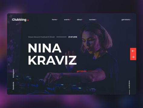 Daily UI 003 - Landing Page Web Design Inspiration Layout, Dj Website, Website Slider, Band Website, Web Design Websites, Music Website, Web Trends, Modern Web Design, Creative Web Design