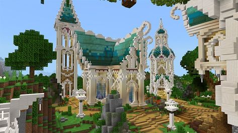 Minecraft Elvish Castle, Elven Buildings Minecraft, Elven Minecraft House, Elvish Minecraft Builds, Minecraft Elven Castle, Minecraft Elvish Builds, Minecraft Elven Build, Elven Minecraft, Minecraft Elven