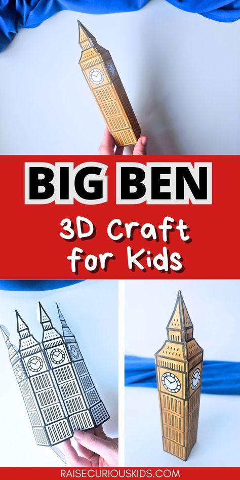 Big Ben 3D Craft for Kids London Landmarks Kids Project, Scotland Crafts For Kids, London Bus Craft, London Crafts For Kids, England Crafts For Kids, Travel Crafts For Kids, France Crafts For Kids, England Crafts, Around The World Crafts For Kids