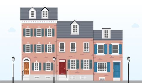 Some of the most unique, historic and beautiful row houses are located in charming Philadelphia. Learn about the unique row houses in each Philly Neighborhood! Row Houses Architecture, Philadelphia Row House, Row Home, Gambrel Style, Historic Philadelphia, Mansard Roof, Row Houses, Home Equity Loan, Stone Facade