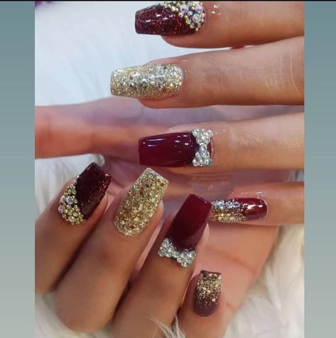 Bride Nail Extension Designs, Wedding Nails Red And Gold, Wedding Red Nails For Bride, Bridal Red Nails Wedding, Bride Red Nails, Red Bridal Nails Wedding, Bridal Manicure Wedding Nails Ideas, Nail Extensions For Bride, Bridal Nail Extension Designs