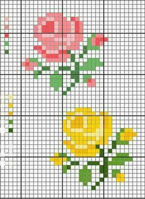 little roses - good for gift tags, borders Sulaman Pita, Small Cross Stitch, Chicken Scratch, Pola Kristik, Pola Sulam, Cross Stitch Patterns Flowers, Mini Cross Stitch, Embroidery Flowers Pattern, Cross Stitch Borders