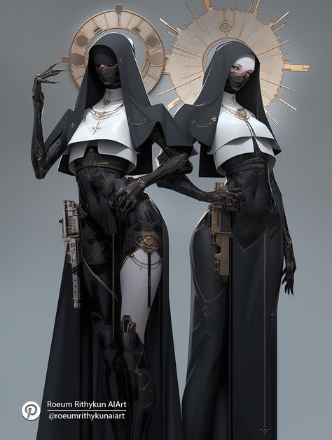 Anime Nun Outfit, Fantasy Nun, Dark Female Art, Nun Art, Nun Outfit, Veiled Girl, Nun Costume, The Nun, Cyberpunk Character