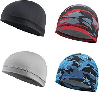 alblinsy Sweat Wicking Skull Cap,Helmet Hard Hat Liner Camouflage Cooling Cap, Running,Cycling Cap, Outside Football Head Beanie for Men and Women Sports Exercise (4 PCS) Football Head, Hard Hat Accessories, Beanie For Men, Branded Caps, Sports Exercise, Running Hats, Cycling Cap, Swag Cartoon, Forrest Gump