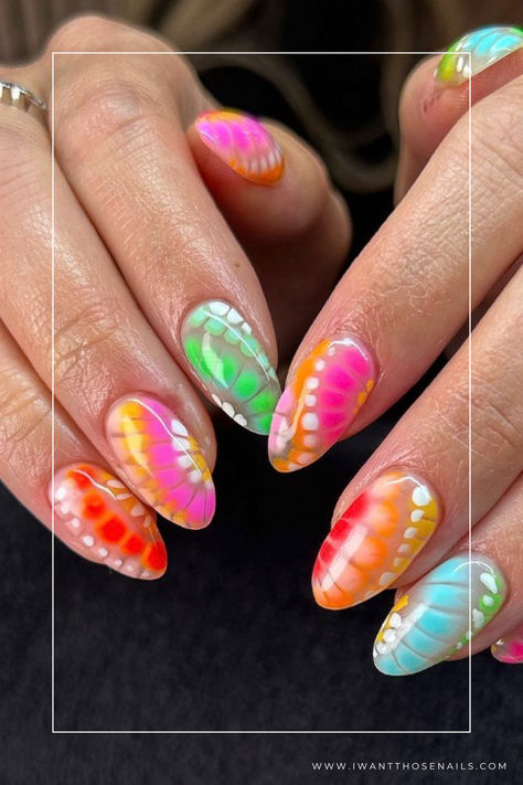 Tie Dye nails Blooming Gel Tie Dye Nails, The Dye Nails, Tye Dye Nail Designs, Tie Dye Nails Acrylic, Tie Dye Nail Art, Tye Dye Nails, Best Toe Nail Color, Nails Board, Shellac Colors