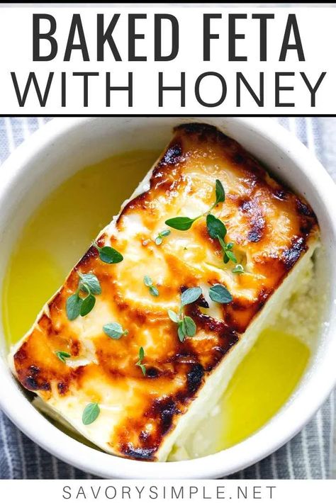 Baked Feta With Honey, Feta With Honey, Baked Feta Cheese, Cheese With Honey, Baked Feta Recipe, Feta Cheese Recipes, Baked Feta, Feta Recipes, Greek Salad Recipes