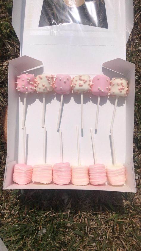 Pink Chocolate Covered Marshmallows, Pink Christmas Desserts, Pastel Pink Baby Shower Ideas, Pink Baby Shower Desserts, Pink Snack Table, Girls Night Snacks, Pink Dessert Tables, Pink Baby Shower Cake, Christmas Dip