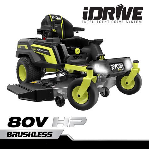 Electric Riding Lawn Mower, Electric Mower, Super Charger, Ryobi Tools, Lawn Care Business, Landscaping Tools, Riding Mowers, Steel Deck, Deck Size