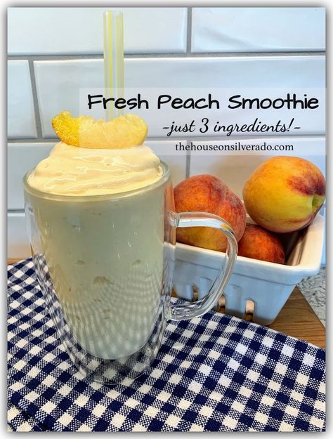 Fresh Peach Smoothie, Peach Smoothie Recipes Healthy, Peach Smoothie Recipes, Fresh Peach Recipes, Peach Drinks, Banana Smoothie Bowl, Peach Smoothie, Almond Smoothie, Fruit Smoothie Recipes Healthy