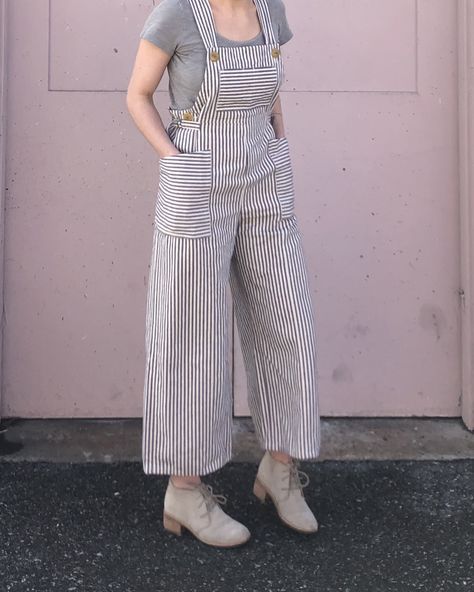 Pattern Testing | Decades of Style Ophelia Overalls – NOT A PRIMARY COLOR Bucket Bag Sewing Pattern, Modest Mom, Overall Pattern, Bag Sewing Pattern, Land Girls, Plus Size Patterns, Striped Pant, Bag Sewing, French Seam