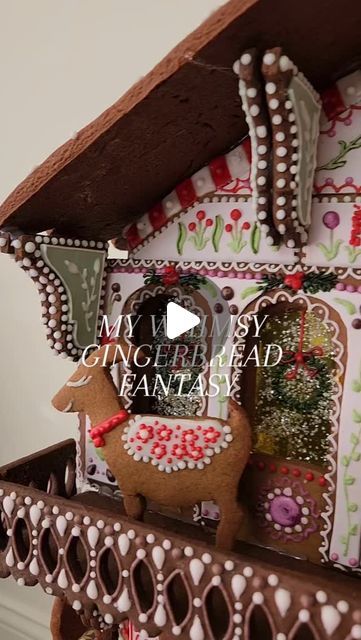 Jackelinne Bauer on Instagram: "Inspired by traditional alpine cottage architecture, Chalet Amelie is here and filled with florals, color, Christmas, and GOATS. (Yes, goats!!) ✨️🏡  Decorating my Gingerbread House with fondant has once again proven to elevate even my wildest dreams of all possibilities for decor. I hope this inspires you to challenge yourself this holiday season and create a Gingerbread House that you've never done before ❤️ Happy happy holidays!!  #gingerbreadhouse #gingerbreadhouses #gingerbread #gingerbreadhousemaking #tutorial #reels #Christmas #gingerbreadhousedecorating #fondant #fondanttutorial #fondantart #fondantartist #holidaybaking" Gingerbread Roller Coaster, Alpine Cottage, Cottage Architecture, House Cookies, Gingerbread House Cookies, Gingerbread House Decorations, Fondant Tutorial, Wildest Dreams, Challenge Yourself