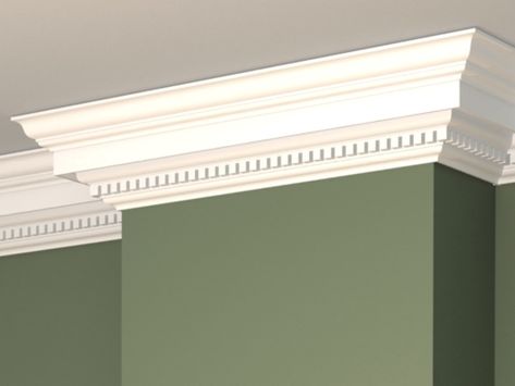 Crown Moulding Ideas - Kuiken Brothers Georgian Style Crown Molding, Dental Moulding Crown Moldings, Crown Moulding Ideas, Pop Moulding, American Colonial Interior Design, Wall Cornice, Modern Crown Molding, Ceiling Cornice, Moulding Ideas