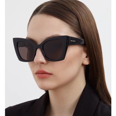 Brand: Saint Laurent Model: Saint Laurent Sl552 001 51-22-145 Condition: New Gender: Women’s Age Group: Adult Color: 001 Frame Color: Black Frame Material: Acetate, Plastic Lens Color: Black Lens Socket: 51 Mm Bridge Width: 22 Mm Temple Length: 145 Mm Rx: Yes Available Made In Italy Item Includes: - Authentic Eyewear - Certificate Of Authentic - Authentic Case - Cleaning Cloth We Guarantee That All Our Items Are 100% Authentic And Brand New. Saint Laurent Fashion, Saint Laurent Accessories, Black Round Sunglasses, Gold Aviator Sunglasses, Saint Laurent Sunglasses, Black Cat Eye Sunglasses, Grey Cat, New Sunglasses, Black Cat Eyes