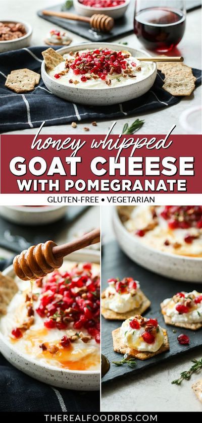 Honey Whipped Goat Cheese, Goat Cheese Spread, Goat Cheese Dip, Real Food Dietitians, Baked Goat Cheese, Pomegranate Recipes, Whipped Goat Cheese, Goat Cheese Recipes, Cranberry Cheese