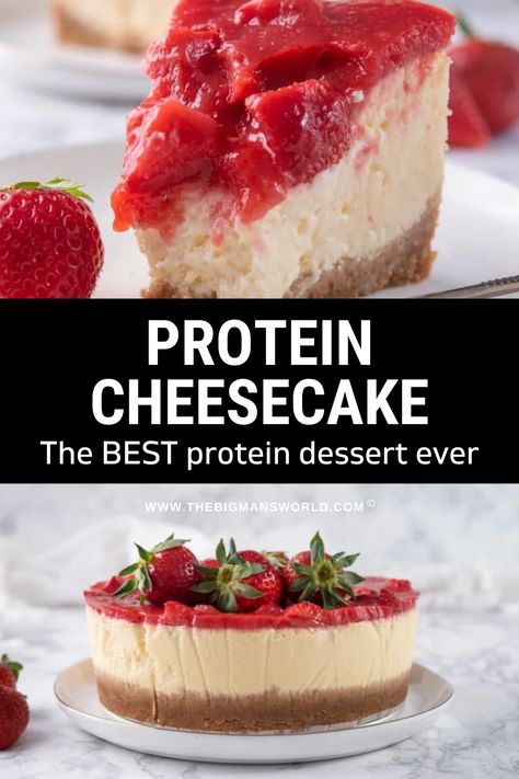 Protein Cheesecake Recipe, Healthy Protein Desserts, High Protein Cheesecake, Protein Dessert, 30g Protein, Protein Cheesecake, 30 Grams Of Protein, Protein Baking, High Protein Desserts