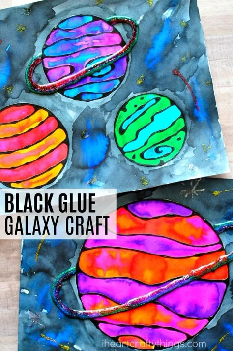 This black glue galaxy craft sponsored by Elmer's makes an awesome summer kids craft, solar system crafts, art projects for kids and blue glue art project. Galaxy Crafts, Space Art Projects, Space Crafts For Kids, Solar System Crafts, Black Glue, Glue Art, Art Projects For Kids, Space Projects, Summer Crafts For Kids