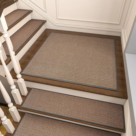 PRICES MAY VARY. 【 Rubber Backing Stair Treads】Because it’s sturdy non-adhesive anti-slip luxury rubber backing. You don’t need to purchase another tape for the carpet stair treads for your kids, elderly parents, and pets. It can stick to wooden, tile, and marble surfaces tightly, stair treads stay put and stay in place 【Residue Free】Unlike adhesive tapes, the rubber backing stair treads won’t cause damage to the surface when you try to remove them. No extra steps to place the carpet for the sta Stair Tread Rugs Lowe's, Accessories For Stairs, Rug At End Of Stairs, Rugs For Stair Landings, Jute Stair Runner, Bullnose Carpet Stair Treads, Stairs Runner, Stair Rug Runner, Carpet Treads