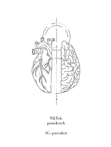 Physical Therapy Tattoo, Heart And Brain Scale Tattoo, Trippy Tattoo Ideas, Trippy Tattoo, Geometric Line Tattoo, Tattoo Samples, Tattoo Japanese Style, Tattoo Catalog, Scale Tattoo