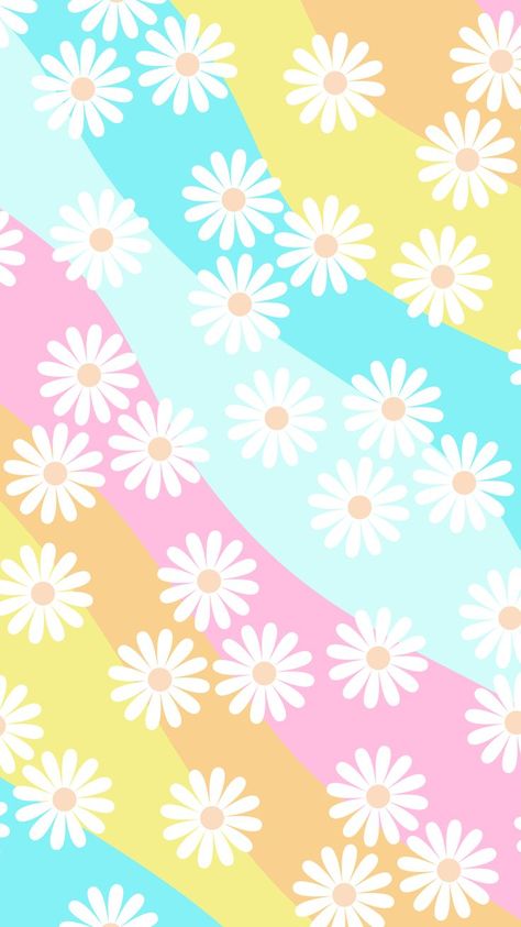 Phone wallpaper, background. 'bright pastel daisy design' (5) Pastel Flower Wallpaper, Spring Backgrounds, Bright Wallpaper, Print Design Art, Phone Screen Wallpaper, Spring Wallpaper, Rainbow Wallpaper, Bright Pastels, Hippie Wallpaper