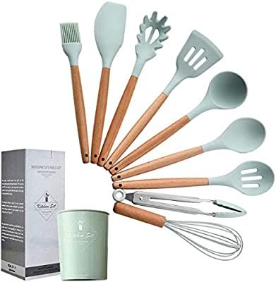 Green Kitchen Utensils, Silicone Cooking Utensils, Silicone Kitchen Utensils, Essential Kitchen Tools, Vw Vintage, Silicon Utensils, Utensils Set, Kitchen Cooking Utensils, Cooking Utensils Set