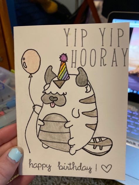 Avatar The Last Airbender Birthday Card, Appa From Avatar, Avatar Party, Pokemon Birthday Card, Happy Birthday Doodles, Birthday Doodle, Happy Birthday Cards Diy, Creative Birthday Cards, Cool Birthday Cards