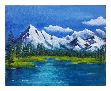 Snow Mountain Painting Acrylic, Night Landscape Painting Acrylic, Snowy Mountains Painting, Acrylic Painting Mountains, Snowy Mountain Painting, Acrylic Mountain Painting, Snow Mountain Painting, Mountain Painting Acrylic, Nature Paintings Acrylic