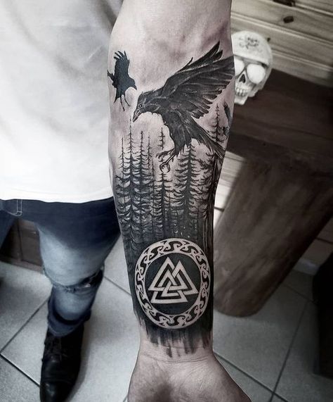 Looking for a tattoo style that will emphasize your masculinity? Then 53 Viking tattoos for men are your perfect choice! Read our article and find the best designs. Nordic Tattoo Forearm, Yggradsil Tattoo, Nordic Mythology Tattoo, Nordic Sleeve, Tattoos Arm Mann, Runes Tattoo, Viking Tattoos For Men, Thor Tattoo, Viking Heritage