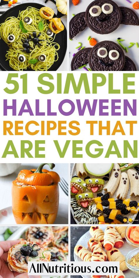 Looking for vegan food ideas to serve on Halloween? Well, you don't want to miss this list of easy dinner recipes. Here are the best plant based recipes that are great for holiday potlucks or parties. Vegetarian Halloween Snacks, Spooky Vegetarian Food, Vegan Recipes Party Food, Vegan Recipes For Parties, Vegetarian Recipes Halloween, Halloween Dinner Ideas Vegetarian, Vegan Halloween Meals, Vegan Spooky Snacks, Vegan Spooky Food