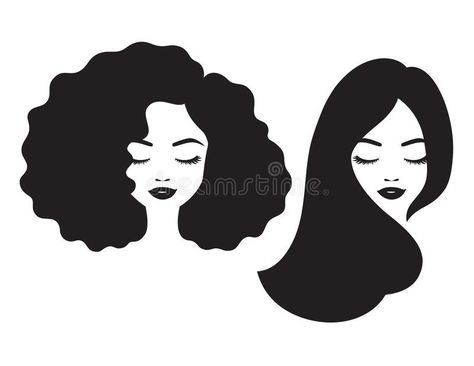 Beautiful Woman Face and Hair Silhouette Vector Illustration stock illustration Afro Hair Silhouette, Hair Silhouette, Black Woman Silhouette, Princess Clipart, Hair Vector, Hair Illustration, Hair Logo, Black Princess, Modern Portraits