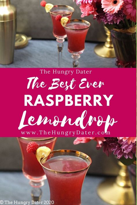 The Best EVER Raspberry Lemondrop Martini - Raspberry Lemondrop Martini Recipe, Raspberry Lemon Drop Martini, Raspberry Lemonade Cocktail, Lemondrop Martini, Spring Drink, Spring Cocktail, Martini Ingredients, Raspberry Vodka, Lemon Drop Martini