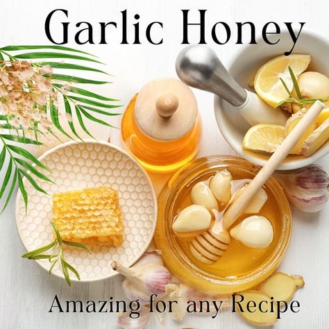 Indulge in the sweet alchemy of nature with our exquisite Garlic Infused Honey! 🍯✨ Crafted with care, this unique blend combines the rich flavors of honey with the robust essence of garlic, offering a myriad of health benefits in every delicious spoonful. Here's why you'll love it: 1️⃣ Immune Powerhouse: Garlic's immune-boosting properties, paired with honey's natural antimicrobial abilities, work synergistically to support your body's defenses against illness. Stay strong and vibrant year-r... Garlic And Honey Benefits, Garlic Remedies, Honey And Garlic, Natural Antimicrobial, Fermented Honey, Garlic Honey, Garlic Health Benefits, Natural Immune Boosters, Infused Honey