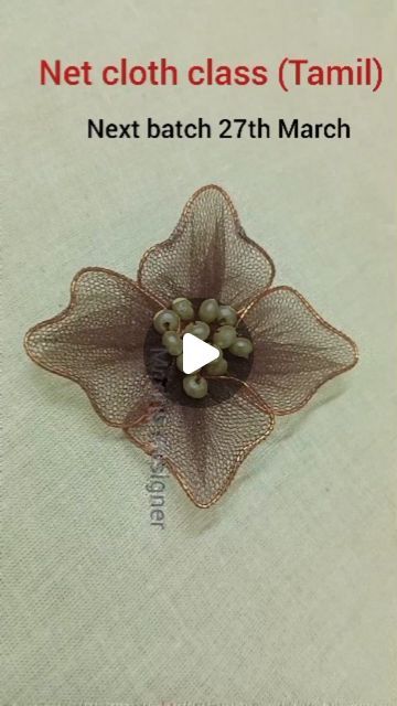 Brooches For Blouse, Net Cloth Flower Making, Brooches Work For Blouse, Brooch Work Blouse Design, Brooches Blouse Design, Brooch Design, Patch Work Blouse Designs, Net Blouses, Patch Work Blouse